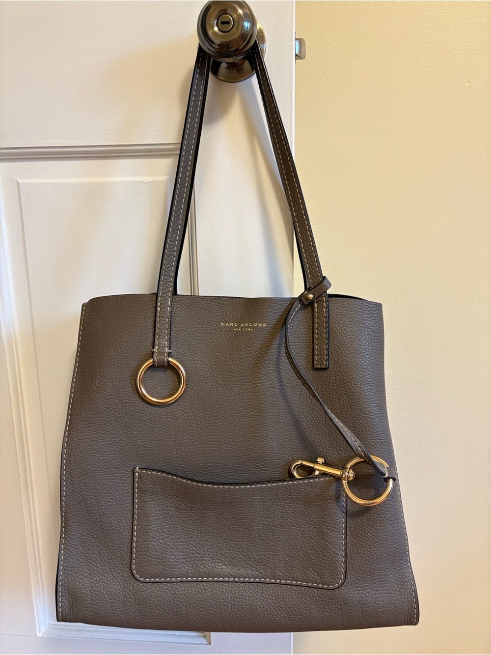 Marc Jacobs Taupe Leather Tote with Gold Hardware